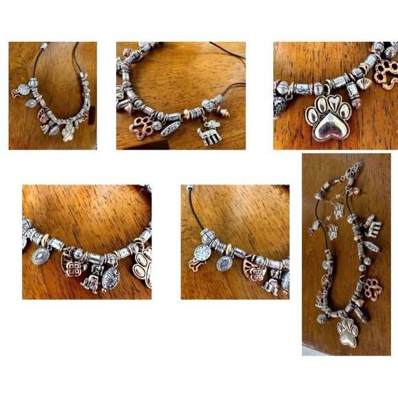 Paw Print Necklace Earrings Set Pendant 17 inch Handmade New Dog Bone An… - Picture 7 of 12